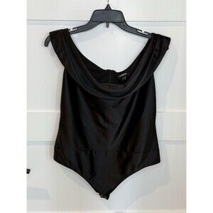 Express Satin Bodysuit  Thong Black  Size Med New With Tags